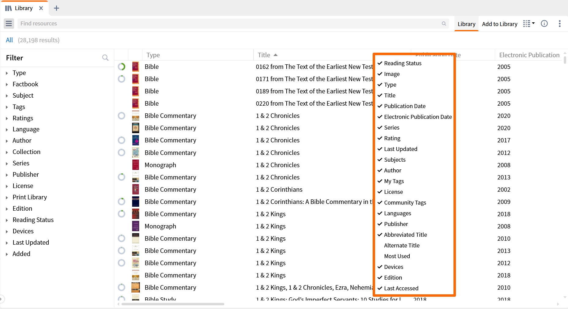 Customize columns