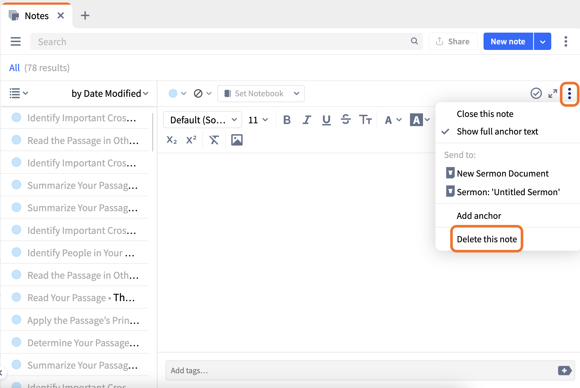 22 Delete Note