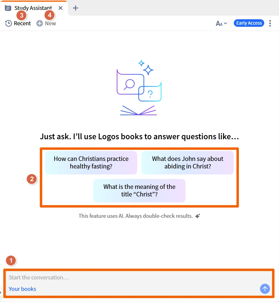 Options For Having A Conversation With The Study Assistant (Desktop)