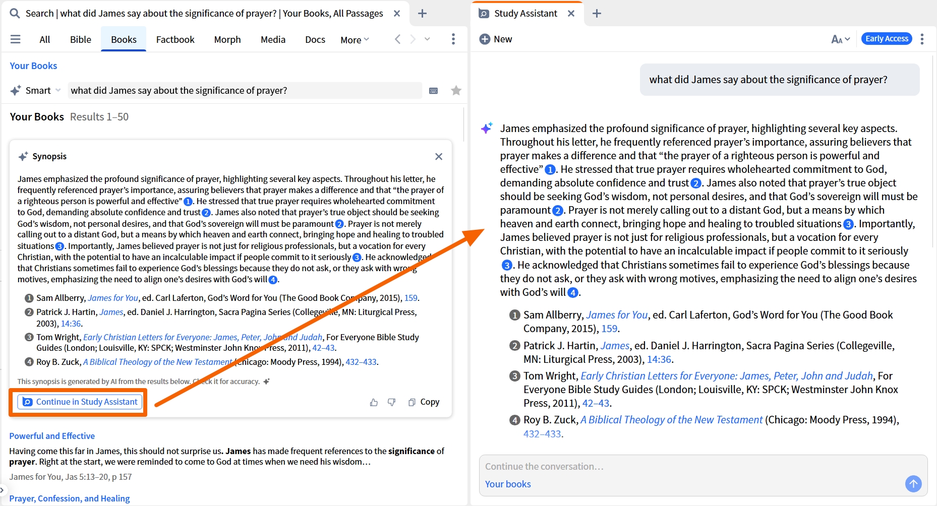 Opening The Study Assistant From A Smart Search Synopsis