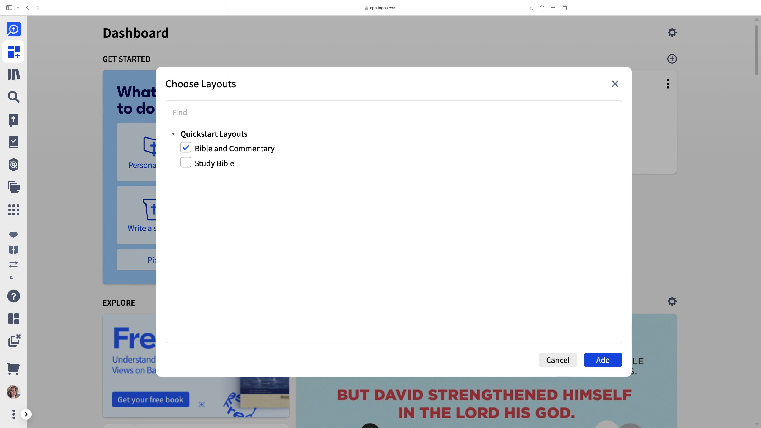 Select A Layout And Click Add