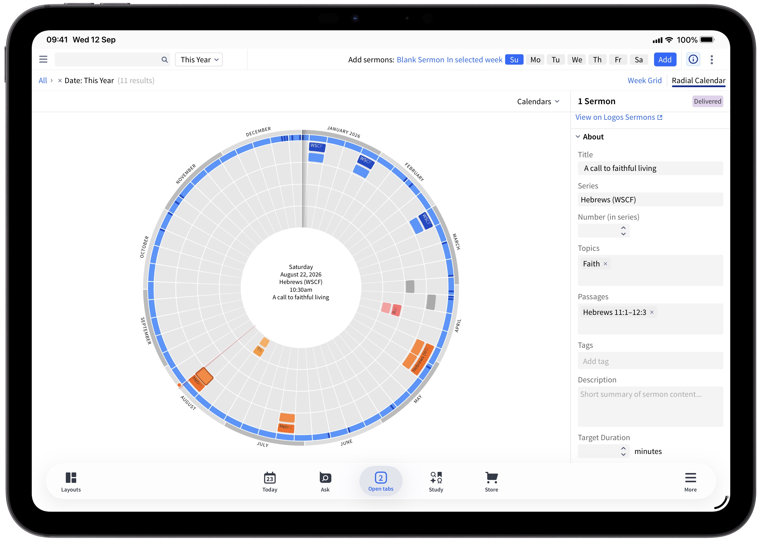 Tablet - Sermon Manager Radial View