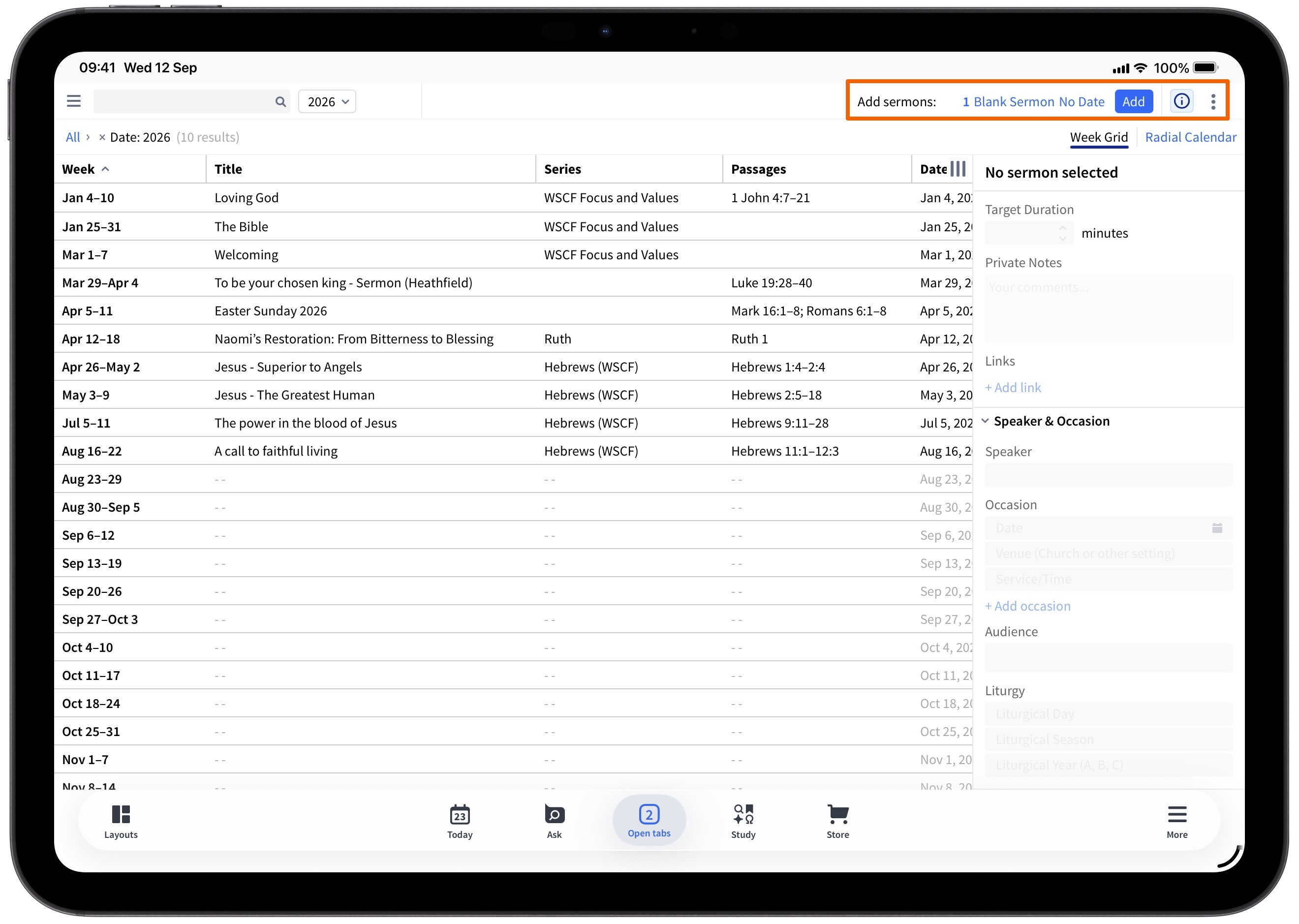Tablet - Sermon Manager Add Sermons