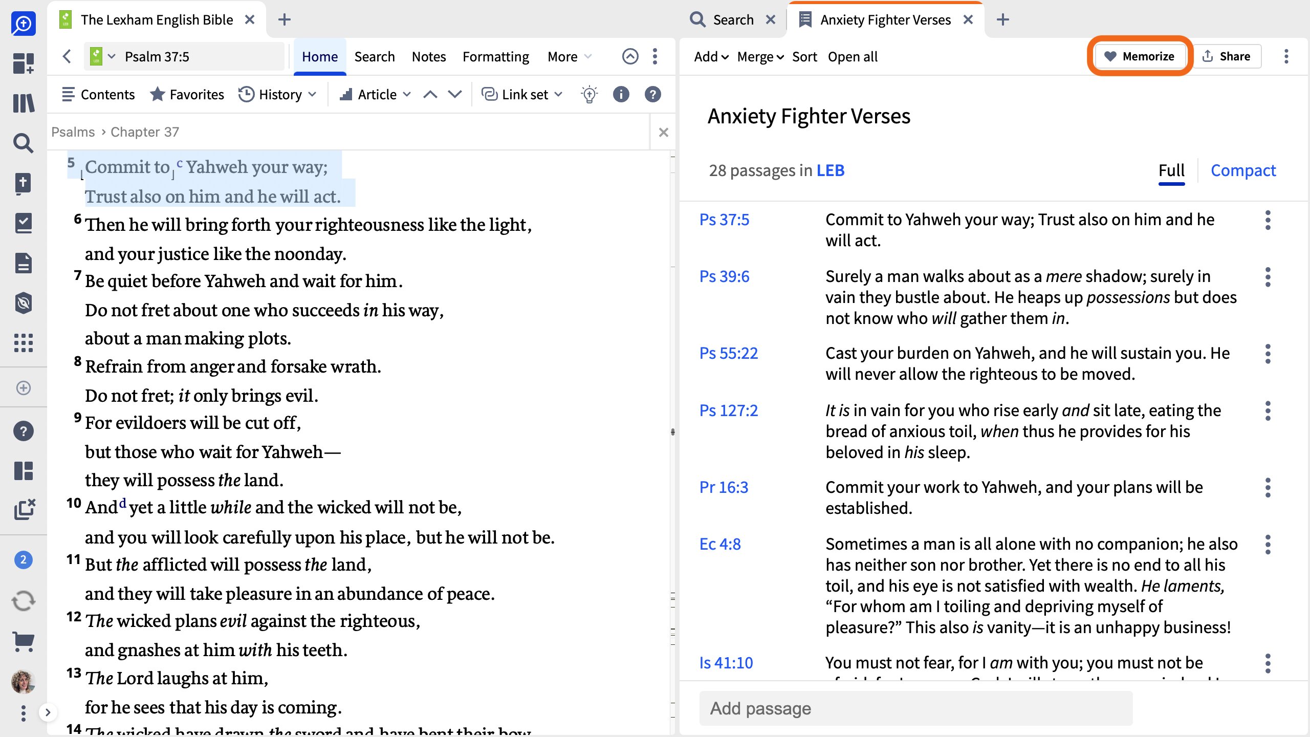 Memorize Your Passage List