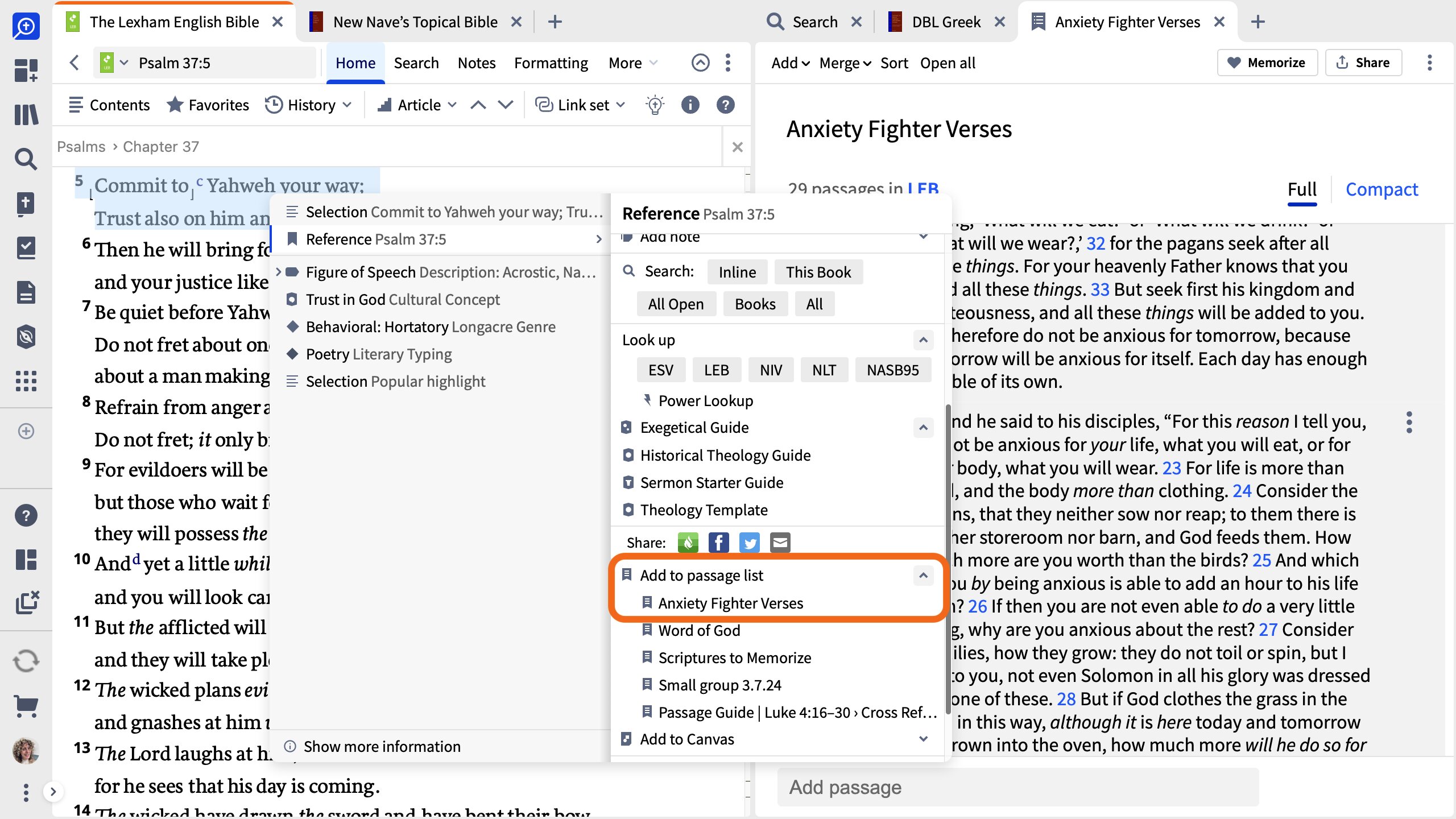 Add Reference To A Passage List From The Context Menu