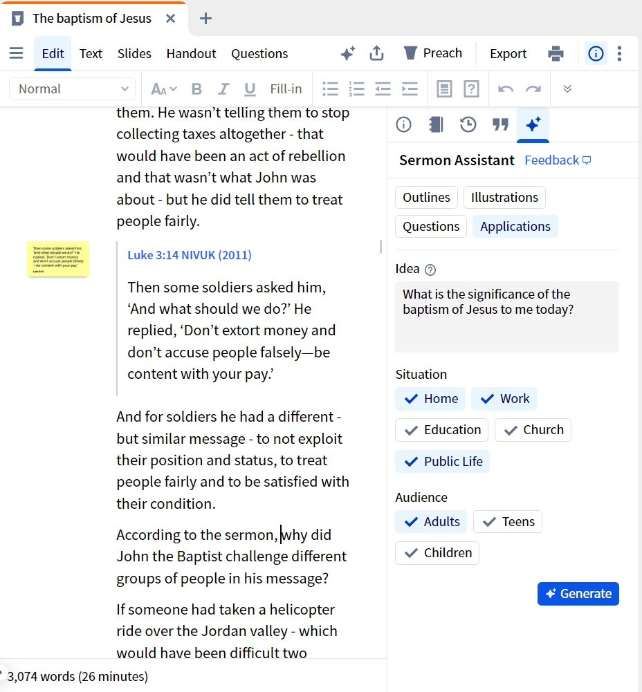 Sermon Applications - Specify