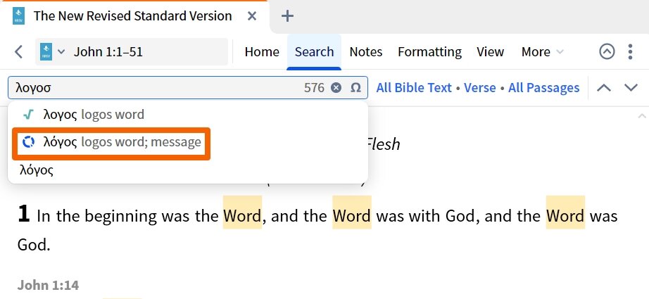 Inline Search - Enter Original Language Term