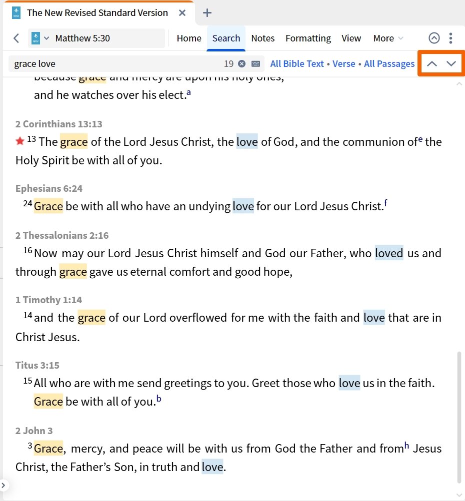 Inline Search Navigation Buttons