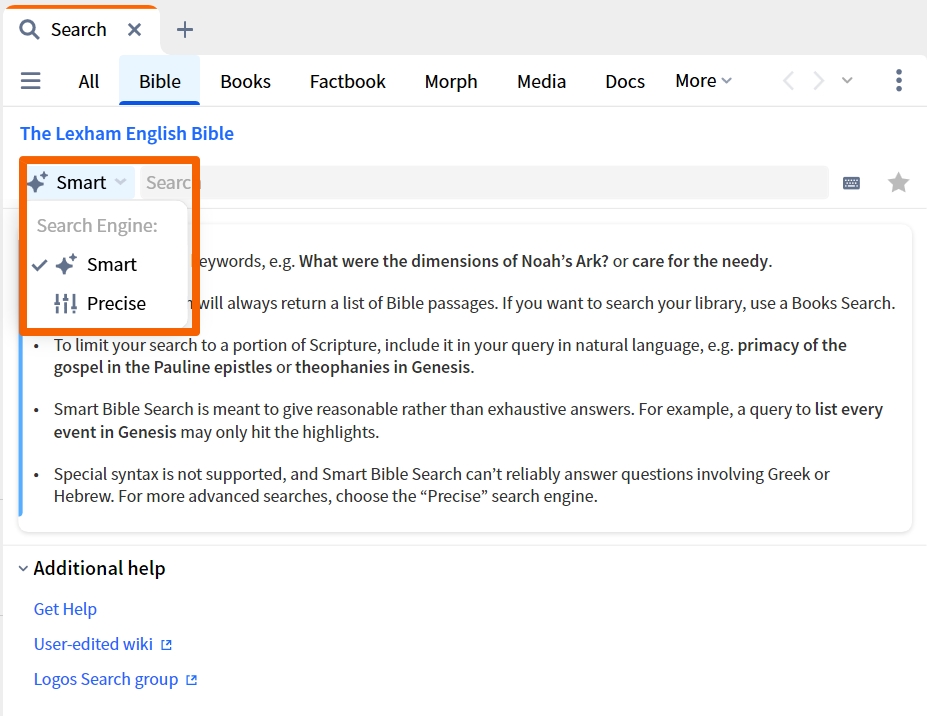 Choose Bible Search Mode