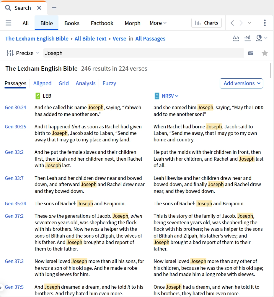 Bible Search - Display Additional Version