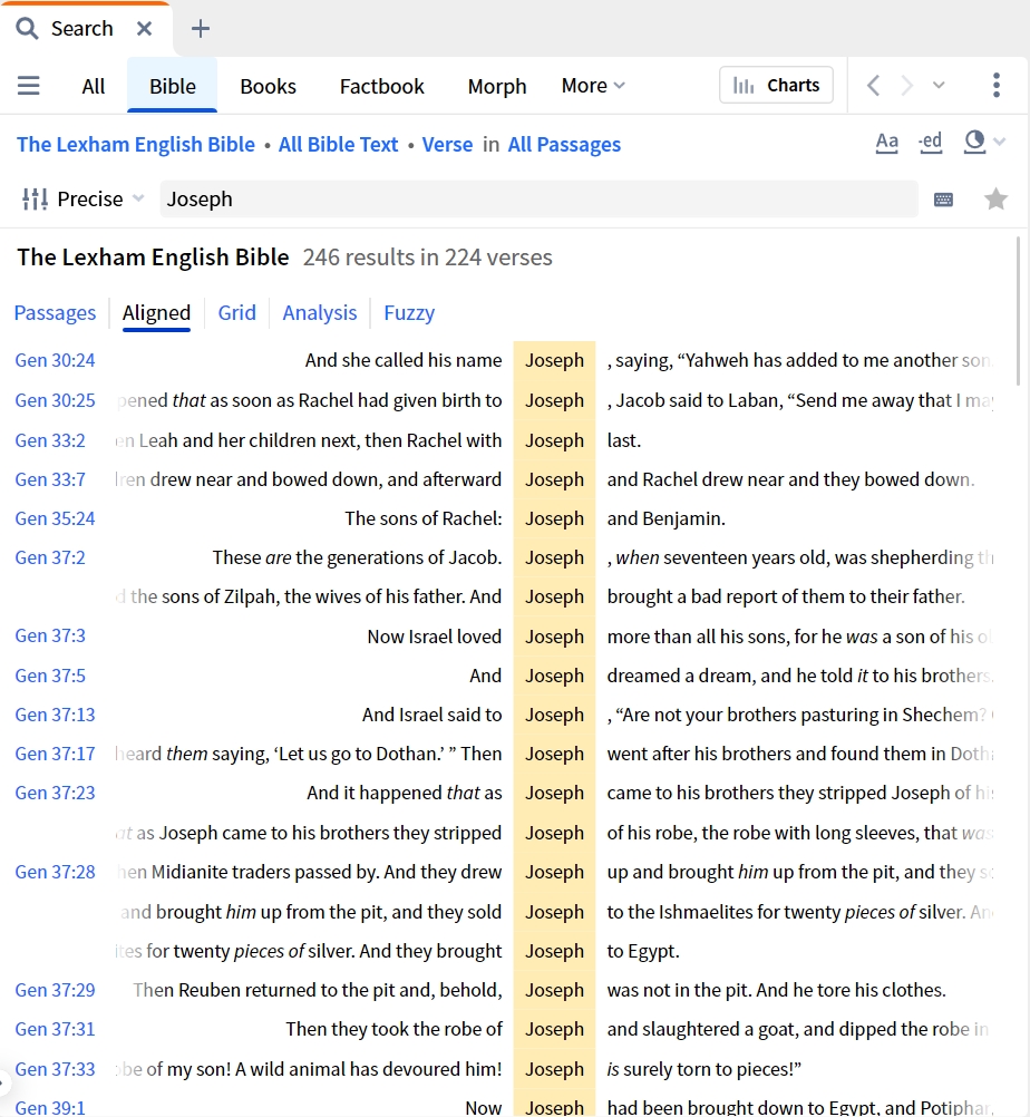 Bible Search - Aligned View