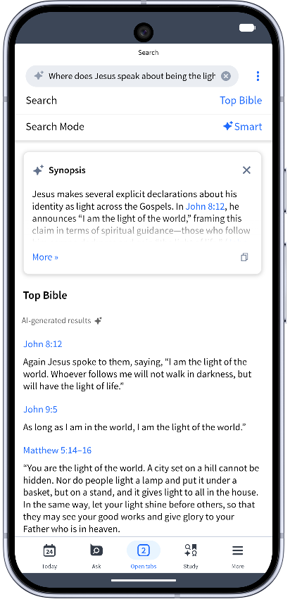 Bible Smart Search Synopsis (Mobile)