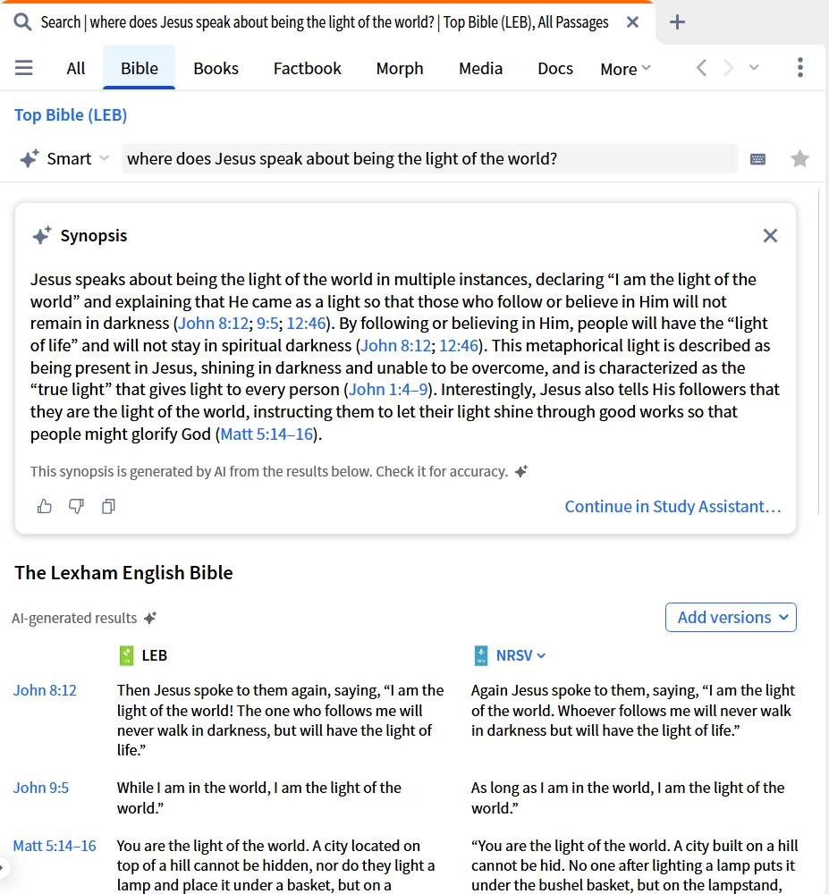 Smart Bible Search - Showing Additional Versions (Desktop)