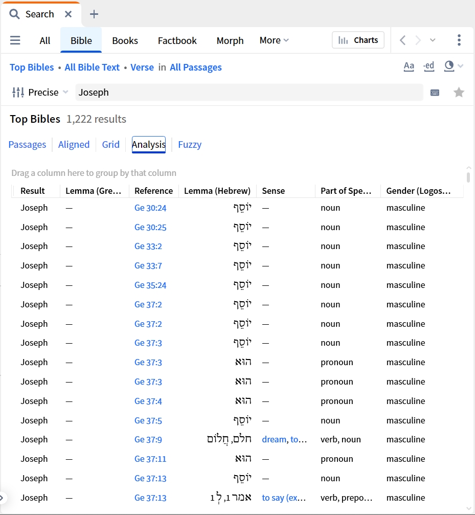 Bible Search - Analysis View