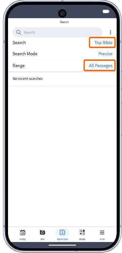 Mobile - Select Bible To Search