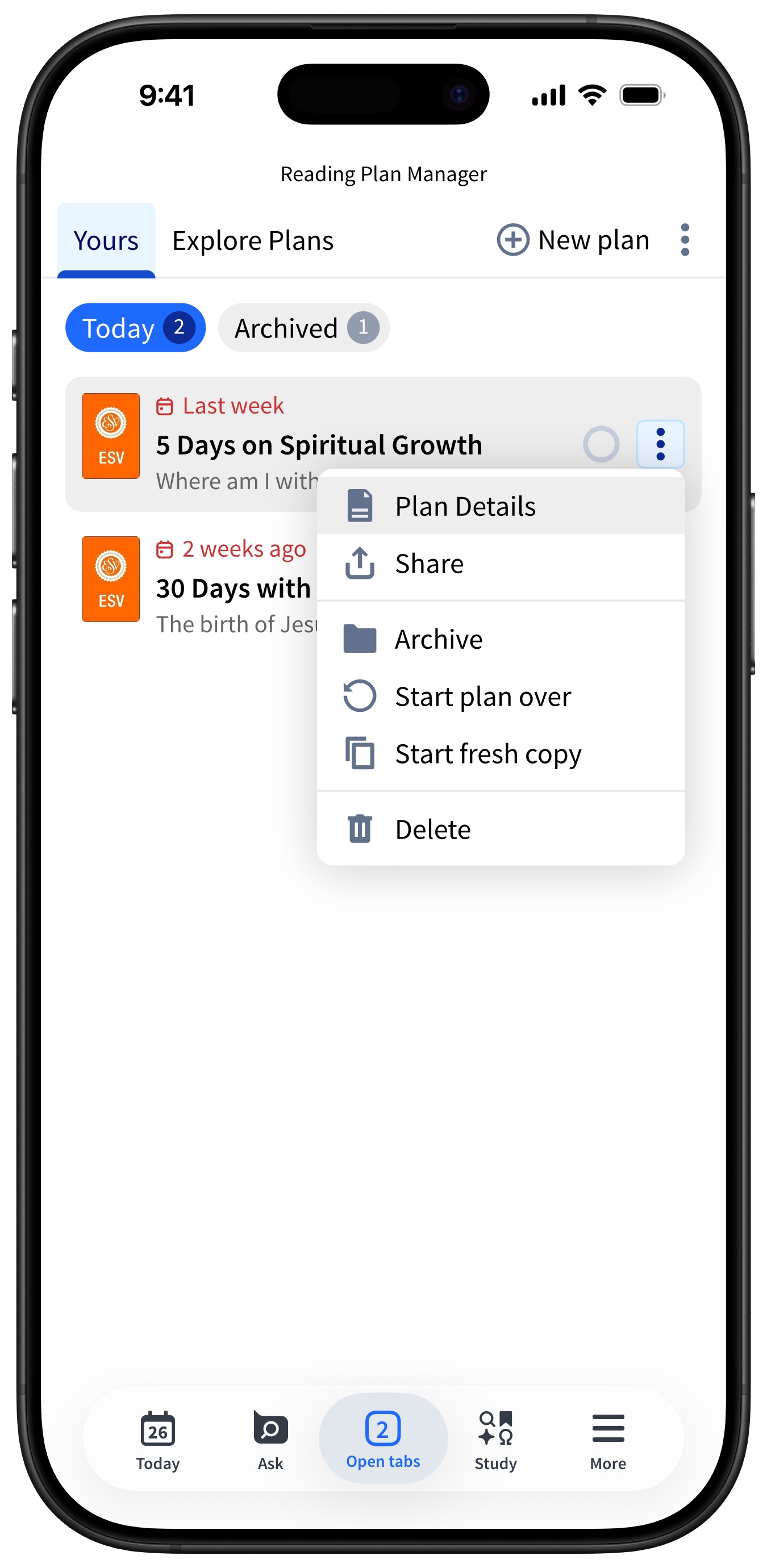 More Options - Reading Plans