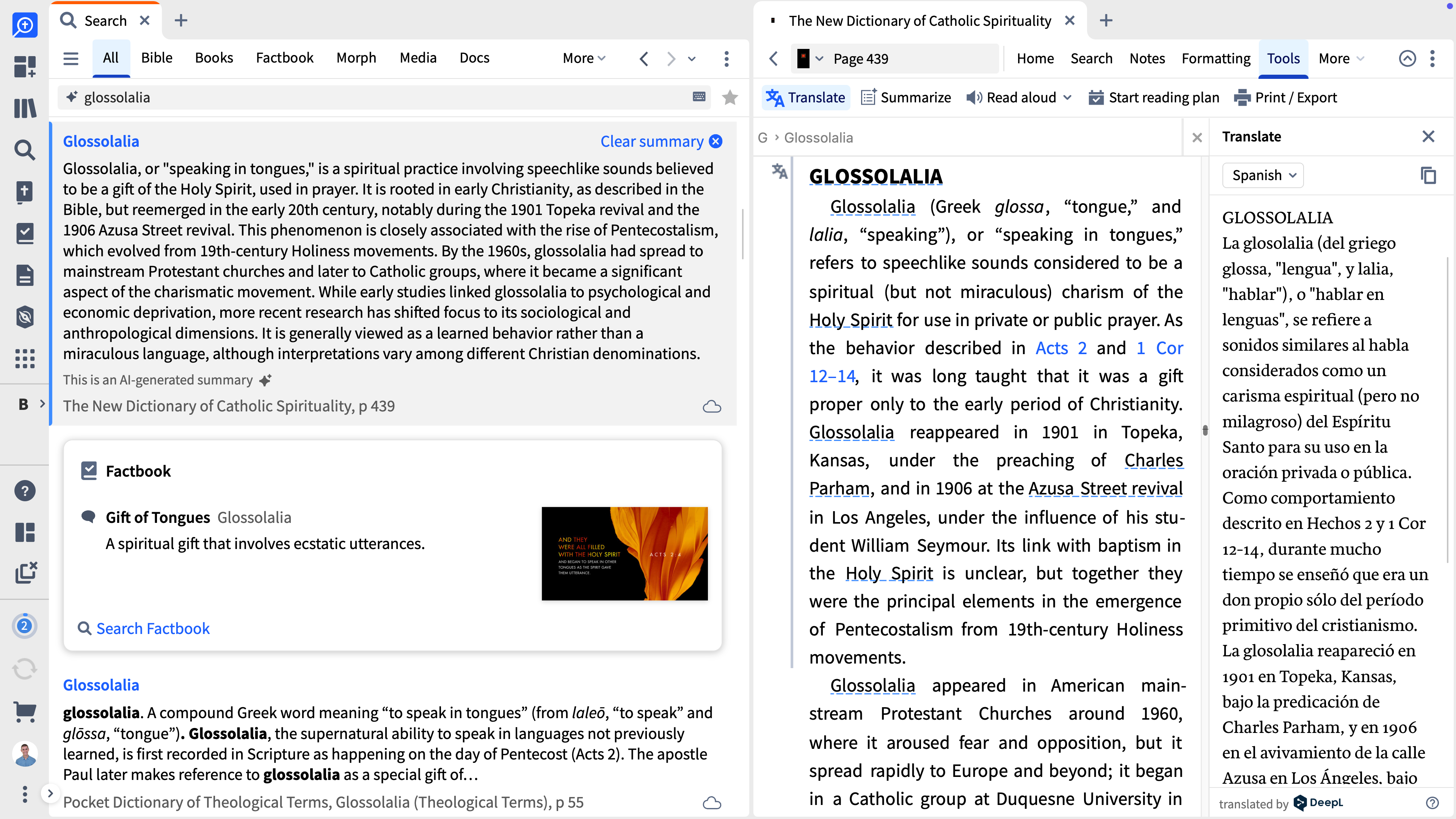 Summary and Translate - Glossolalia