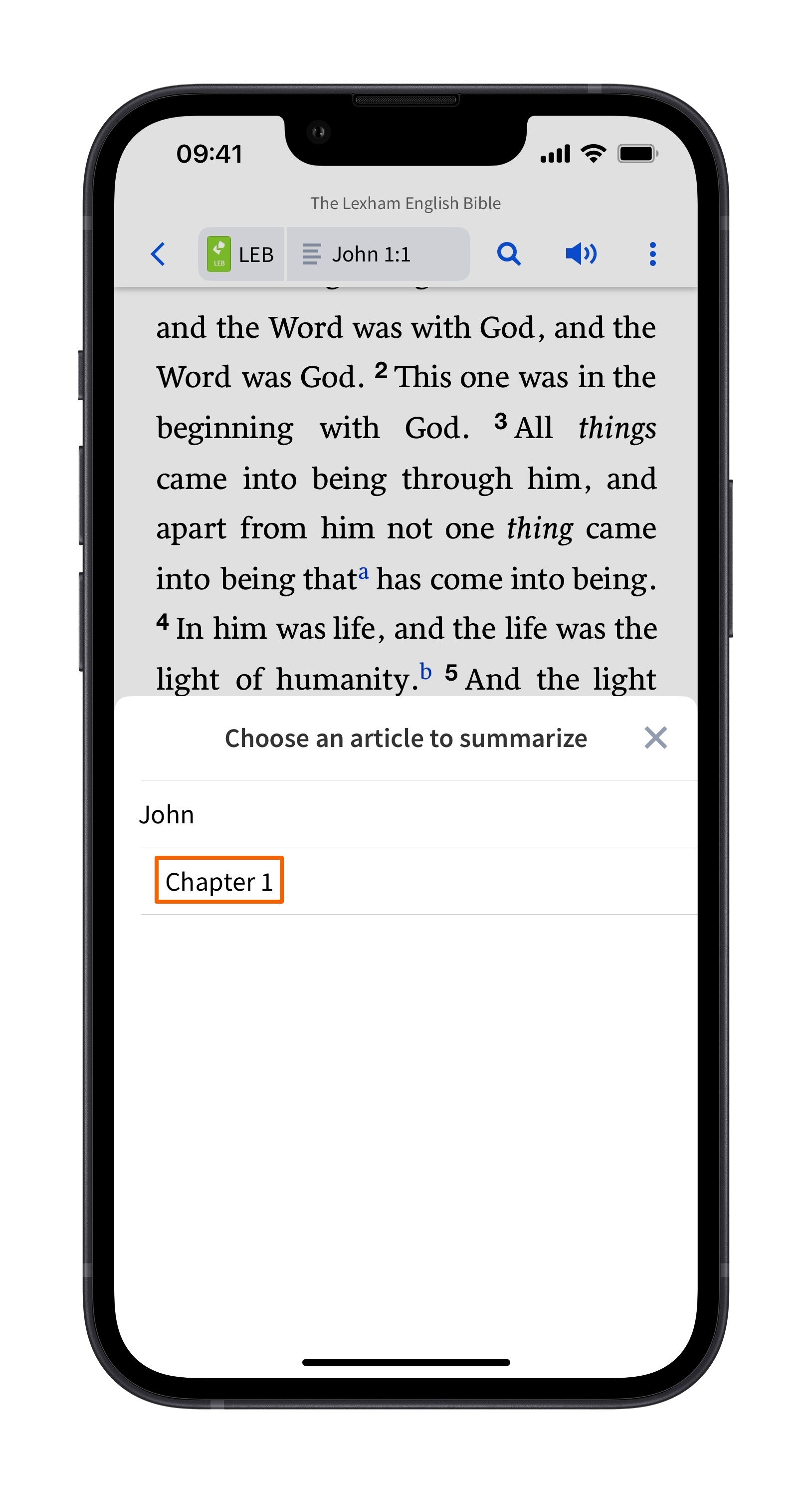 Select Bible Chapter To Summarize