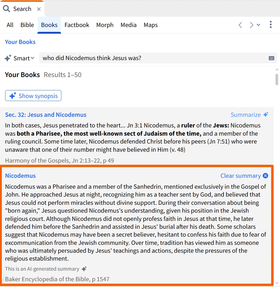 Summary Of Search Results (Web App)