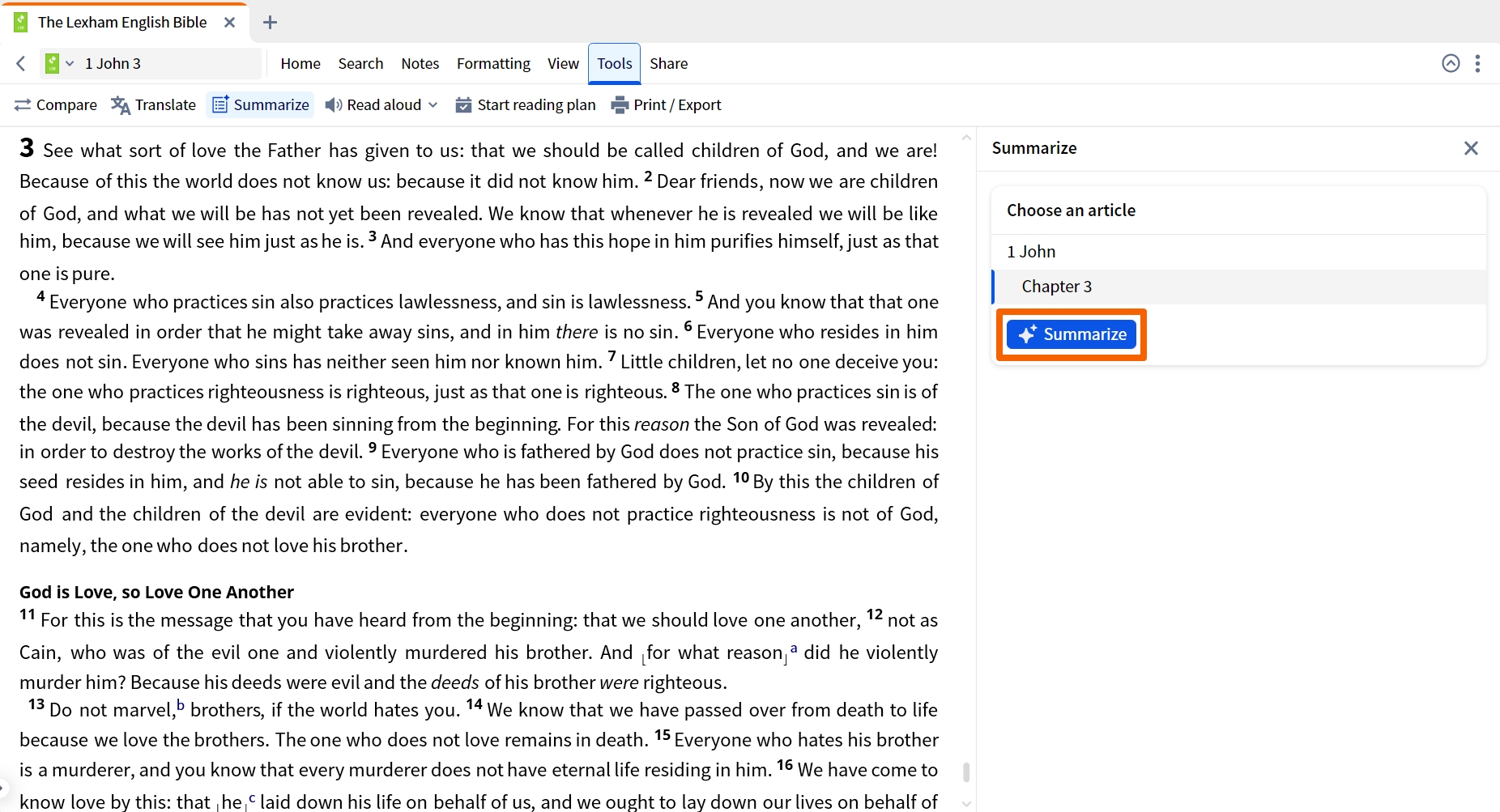 Select Bible Chapter To Summarize