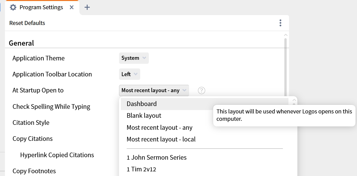 Specify Startup Options