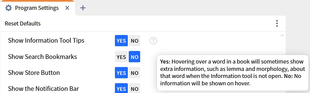 Show Information Tool Tips