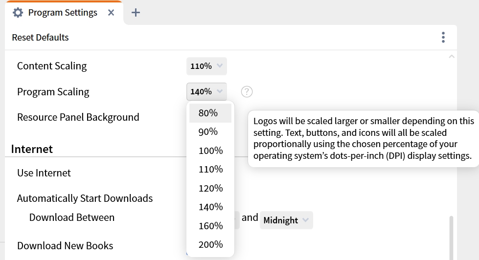 Specify Program Scaling