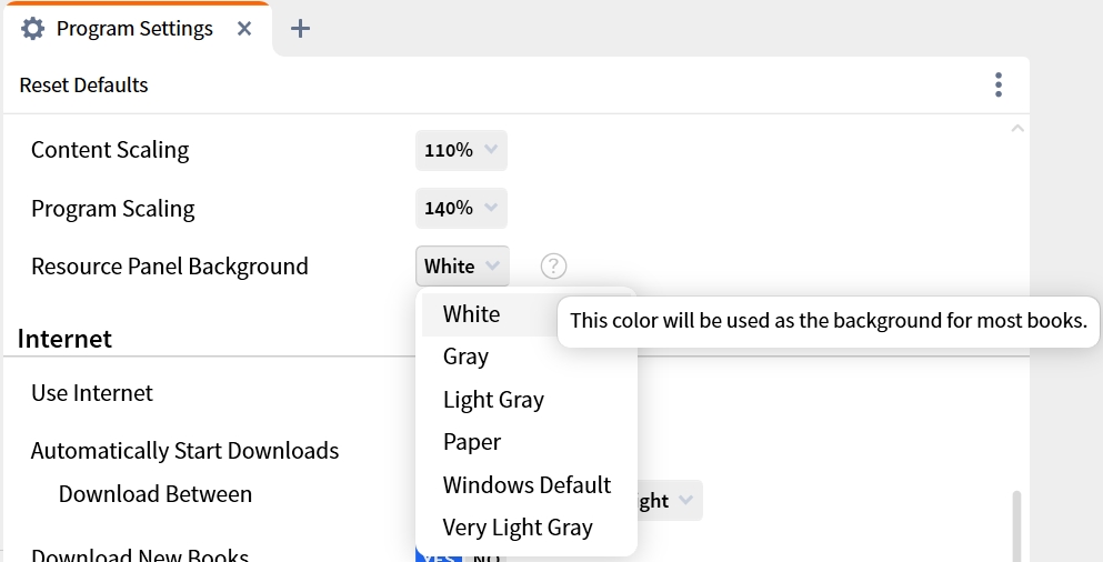 Specify Resource Panel Background