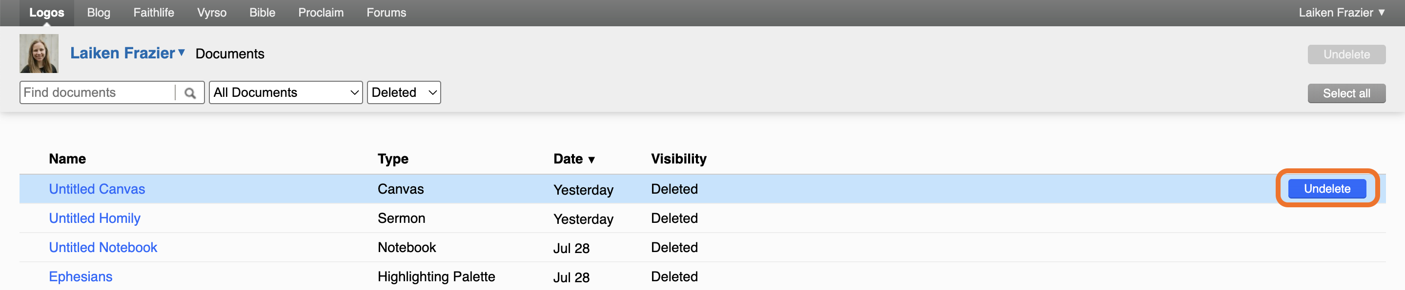 10 Undelete