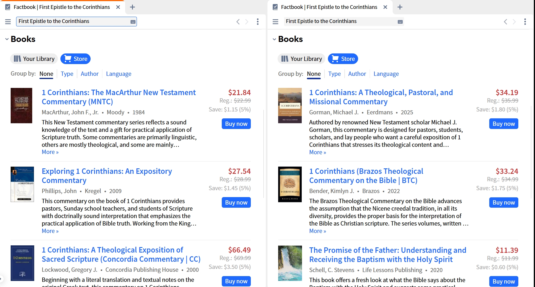 Factbook - Books Section Store Tab Different Lenses