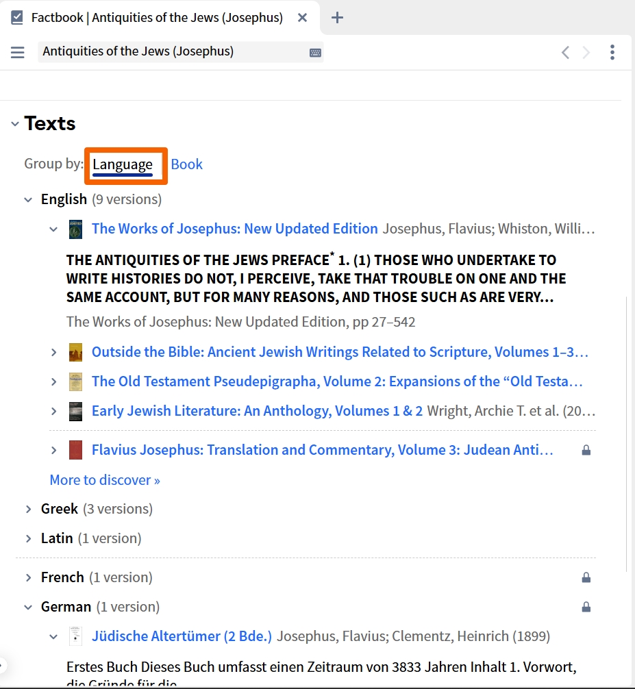 Ancient Texts - Texts Section Grouped By Language