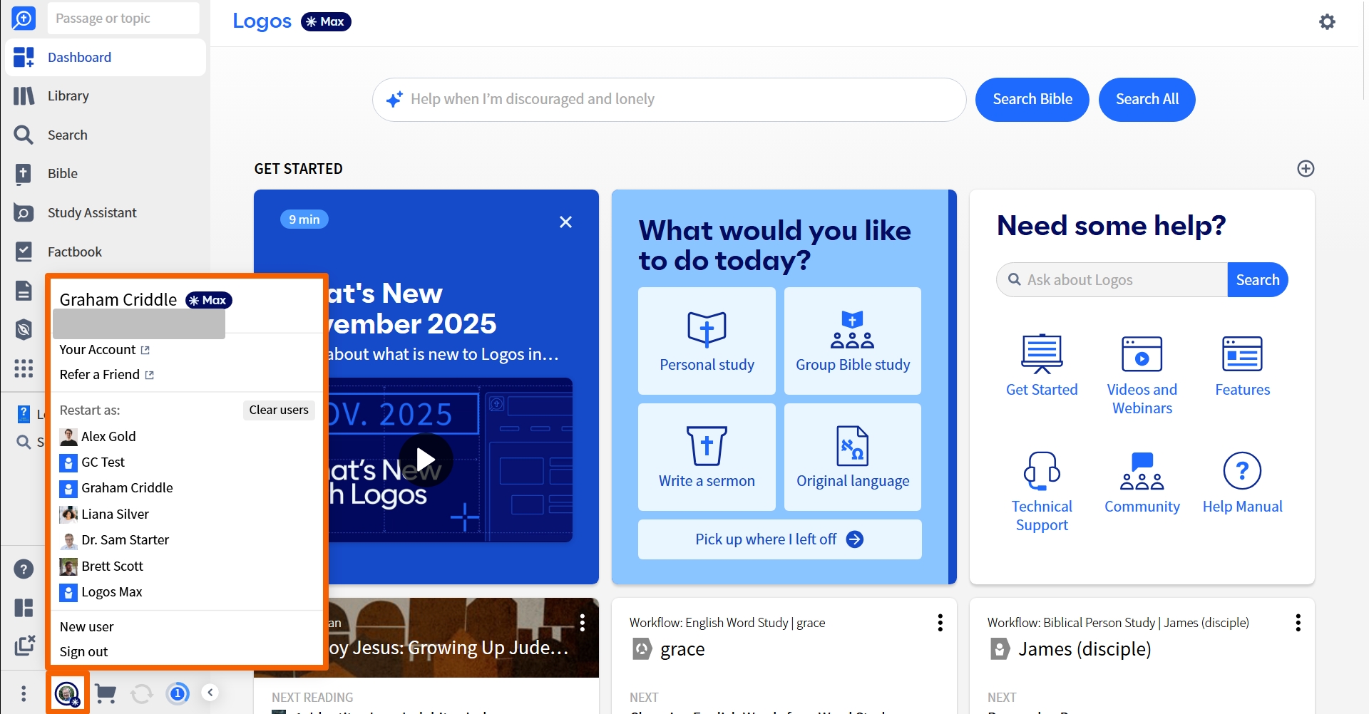 Profile Menu