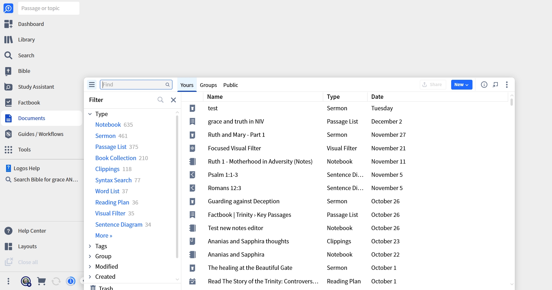 Documents Menu